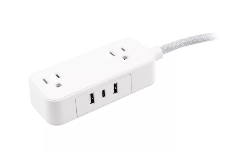 Compact Multi-Outlet Extension Cord with USB-C and Dual USB-A Charging Ports