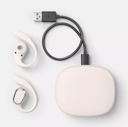 Secure-Fit Open-Ear Sport Headphones with Environmental Awareness and Built-In Mic