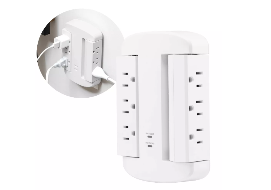 Flexible Swivel Surge Protector Wall Tap with 6 Rotating AC Outlets