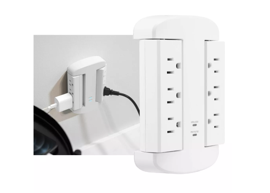 Flexible Swivel Surge Protector Wall Tap with 6 Rotating AC Outlets