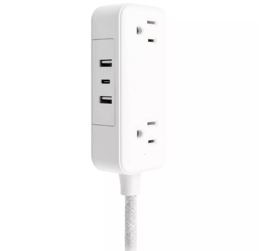 Compact Multi-Outlet Extension Cord with USB-C and Dual USB-A Charging Ports