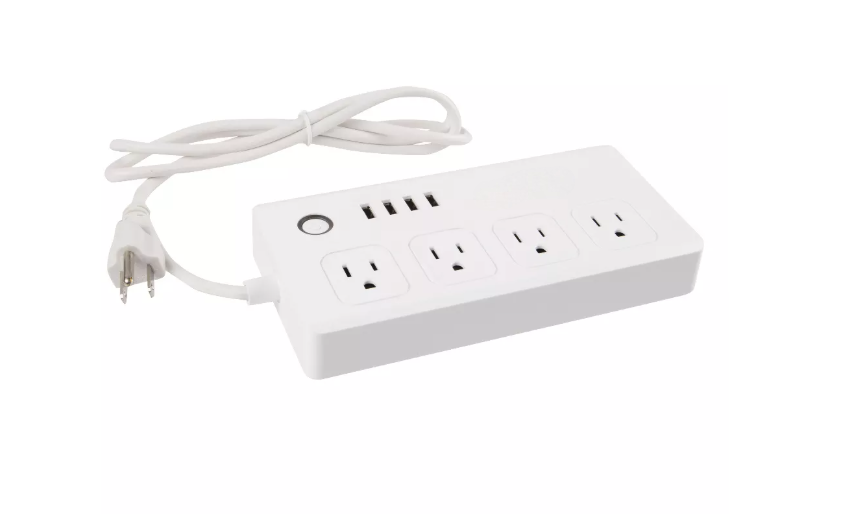 Smart Wi-Fi Power Strip with Four AC Outlets and Quad USB Charging Ports